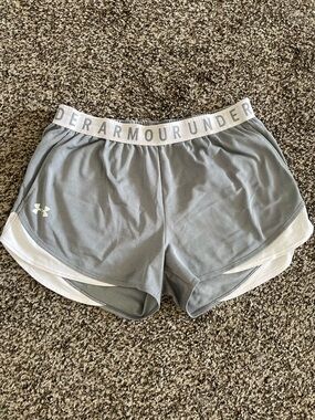 Under Armour Women's Light Gray Athletic Shorts with White Trim